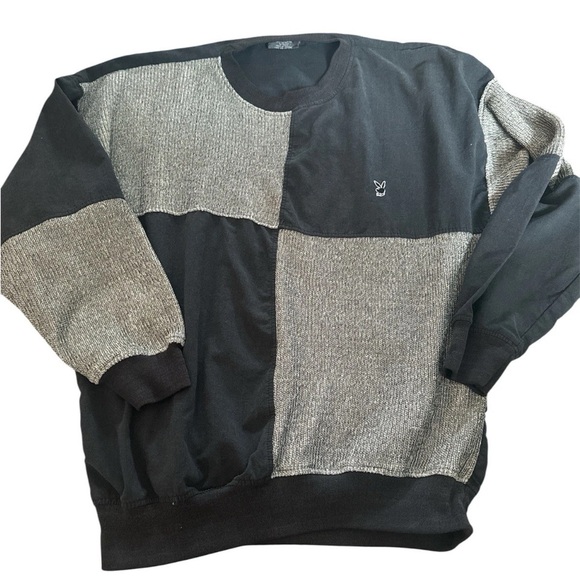 Vintage PLAYBOY Black and Gray Crewneck Sweater - Picture 1 of 4